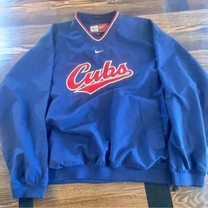 Vintage Y2K Nike MLB Chicago Cubs Blue Pullover Center Swoosh Jacket Sz XL